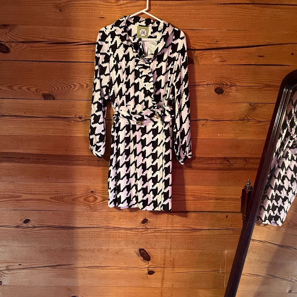Elizabeth McKay Black and White Houndstooth Wrap Dress